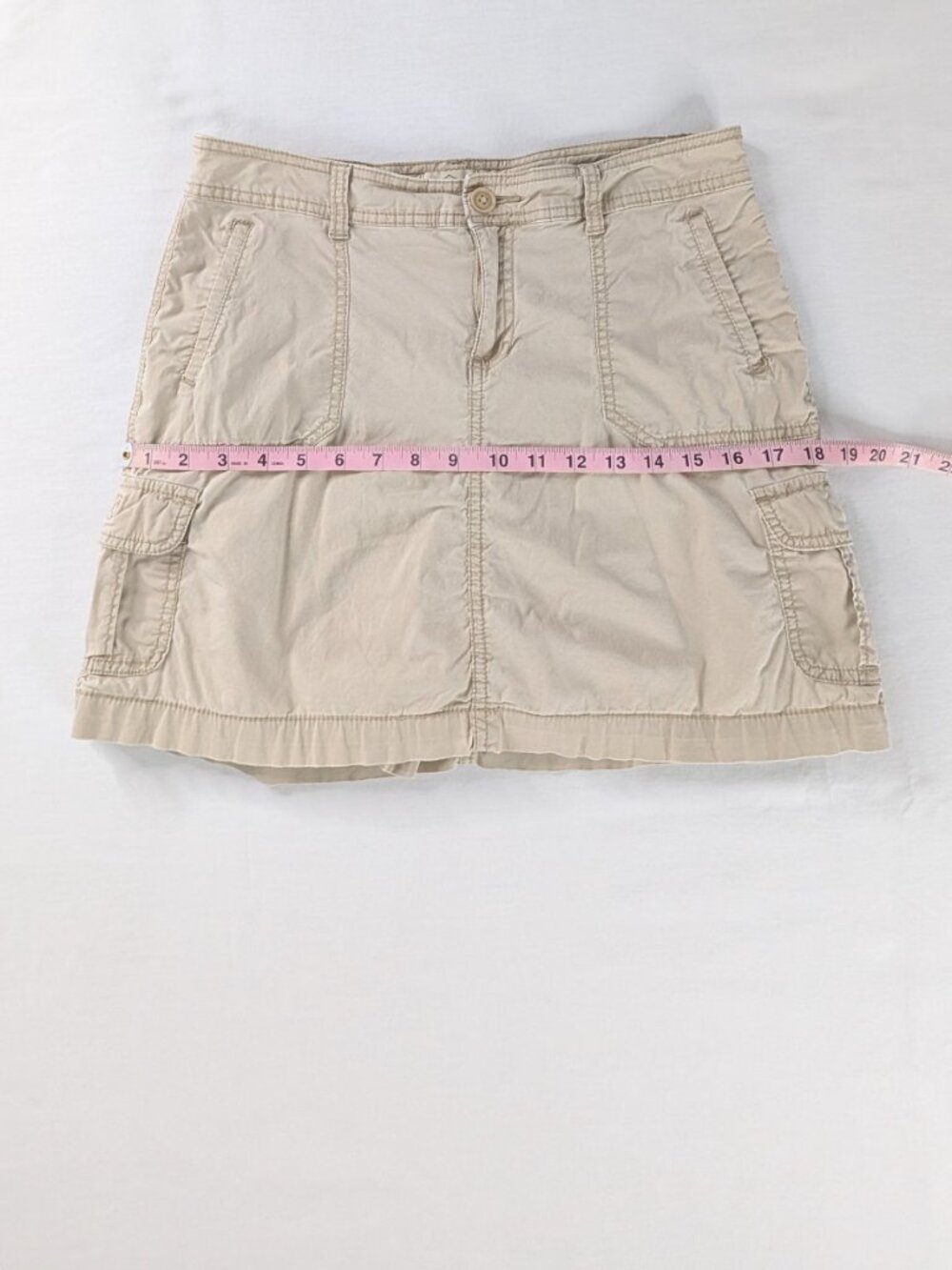 Y2k Cream Cargo Pocket Mini Skort Skirt Vintage Multi Pocket - Picture 5 of 9